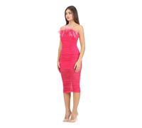 Patrizia Pepe - Elegante Abito Midi Fuchsia con Piume - - Dresses - Donna - Rosa - L
