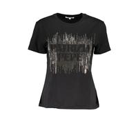 Patrizia Pepe - Elegante Magliette in Cotone con Collo a Giro e Contrasto - - Tops - Donna - Nero - S