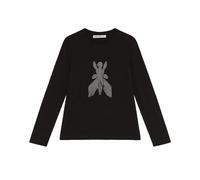 PATRIZIA PEPE T-Shirt Manica Lunga Nera con Logo Fly in Strass Neri