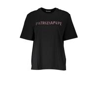 PATRIZIA PEPE Chic - Maglietta girocollo da donna con strass, nero, XS