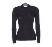Patrizia Pepe - Top con Bottoni a Costine - - Knitwear - Donna - Nero - S