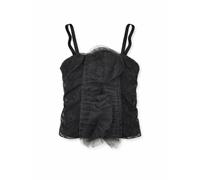 Patrizia Pepe top crop in pizzo con rouches nero