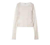 Patrizia Pepe - Top in pizzo a maniche lunghe con paillettes - - Blouses & Shirts - Donna - Bianco - M