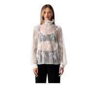 Patrizia Pepe - Top Scollo Alto in Pizzo - - Blouses & Shirts - Donna - Bianco - M