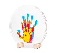 Patrocle Impronte de Bonheur - Kit impronta famiglia di 4 Made in France Peps - Cofanetto per nascita, idea regalo di compleanno, festa della mamma, supporto in legno, 4 plexiglass