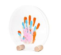 Patrocle Kit Impronte Famiglia 4 Pastel - Kit Nascita Bambino o Bambina - Idee Regalo Neonato Compleanno o Natale - Impronte Mani Piedi Famiglia - Supporto Legno Naturale - Plexiglass Personalizzato