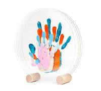 Patrocle Kit Impronte Famiglia 5 Pastel - Idee Regalo Originali Neonati - Kit Nascita Bebe Decorativo - Regalo Compleanno Famiglia o Festa dei Nonni - Supporto Legno Plexiglass - Made in France