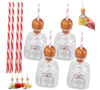 Patron Reusable Cups with Straw, Mini Empty Tequila Bottles Bottle Empty for Drinks, 13oz Acrylic Plastic Tequila Plastic Bottles for Champagne, Wine, Alcohol, Party Favors, Wedding 375ml(4pc)