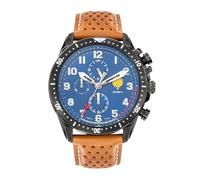 Patrouille de France Athos 4 - Orologio cronografo in pelle traforata marrone, Cinghia