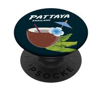 Pattaya Cóctel en la Playa Coco Vacaciones en Tailandia PopSockets PopGrip Adesivo