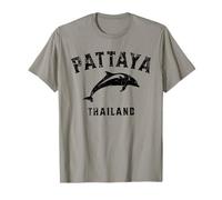 Pattaya Thailandia Che Salta Il Delfino Invecchiato Design Maglietta