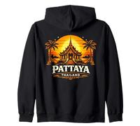 Pattaya Thailandia Tramonto Thai Tempio Design Felpa con Cappuccio