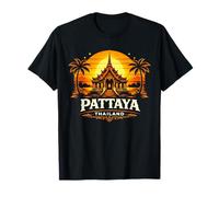 Pattaya Thailandia Tramonto Thai Tempio Design Maglietta
