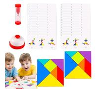 Pattern Blocks Puzzle in Legno | Cervello Cervello,Blocchi Set di Puzzle Intelligenza Brain Teasers Toy STEM Educational for Children