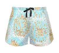 Pattern Gold Foil And Sea Blue Womens Pajama Bottoms, Pantaloncini da allenamento con Pockets for Gym Sports,S
