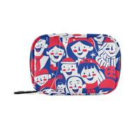 Pattern of People Happy Face - Borsa porta pillole con scomparti staccabili, organizer portatile per pillole, colore: rosso e blu