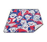 Pattern Of People Happy Face Rosso e Blu Impermeabile Picnic Basket Set Portatile Indoor Coperte da picnic Grande per 4 A 6 Adulti Regali di Primavera tappeto para picnic