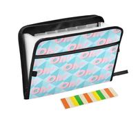 Pattern Oh Blue - Cartella portadocumenti espandibile con 13 tasche, con etichette, formato A4, con cerniera