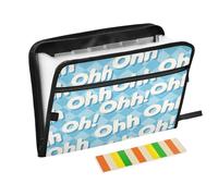 Pattern Ohh Blue - Cartella portadocumenti espandibile con 13 tasche, formato A4, con cerniera, colore: blu