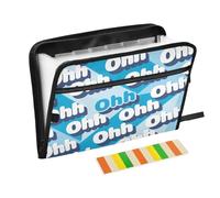 Pattern Ohh Blue - Cartella portadocumenti espandibile con 13 tasche, formato A4, con cerniera, colore: blu