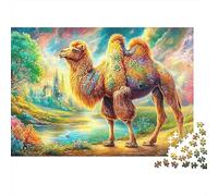 Patterned Camel by River with Castle Puzzle Da 1000 Pezzi Desert-style Camel Ottimo Regalo Per Anziani, over 65, Adulti E Bambini 70x50cm/1000pcs