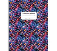 Patterns Composition Notebooks, 200 Pages, 8.5" x 11" , Ruled Paper, Ethereal Garden Illuminated by the glow of a full Moon, with rows of Tulips Pattern Covers