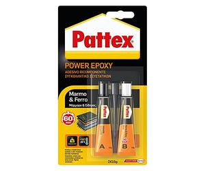 Pattex 1659548 Adesivo Epossidico per Marmo e Ferro, 15 g + 15 g
