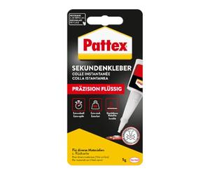 Pattex adesivo secondi di precisione, supercollante per incollaggio preciso senza gocce notturne, adesivo liquido ad asciugatura rapida, lavabile in lavastoviglie in bottiglia da 5 g