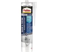Pattex Bagni&Cucine 3x Protection, Sigillante bianco Tripla Protezione per prevenire la muffa, Silicone resistente all'acqua, Silicone antimuffa in cartuccia, 1x300ml