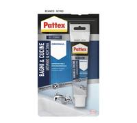 Pattex Bagni Cucine Original Silicone Bianco Sigillante, Silicone Cucina e Bagno Resistente alla Muffa, Silicone Sigillante Impermeabile, Tubo da 50 ml