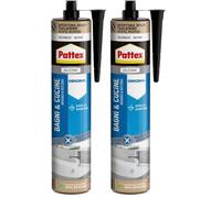 PATTEX Bagni&Cucine Original Silicone Bianco, Silicone Cucina e Bagno Resistente alla Muffa, Sigillante Impermeabile e Multimateriale, 1 Cartuccia da 280 ml (Confezione da 2)