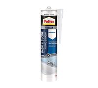 PATTEX Bagni&Cucine Original Silicone Bianco, Silicone Cucina e Bagno Resistente alla Muffa, Silicone Sigillante Impermeabile e Multimateriale, 1 Cartuccia da 280 ml