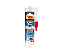 Pattex Bagni&Cucine 3x Protection, Sigillante bianco Tripla Protezione per prevenire la muffa, Silicone resistente all'acqua, Silicone antimuffa in cartuccia, 1x300ml