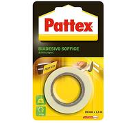 Pattex Biadesivo Soffice, Elevata Tenuta, Ottima Resistenza all'Umidità, Per Accessori in Bagno e Cucina, Montare Specchi a Parete o all'interno di Armadi, 25mmx1,5m