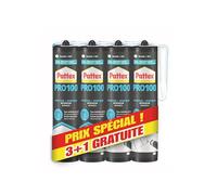 Pattex Colla Acrilica PL 100 - 3 Cartucce da 380 g + 1 Gratis, Colla di Fissaggio per Interni, Multimateriale, Extra Forte Lavabile con Acqua