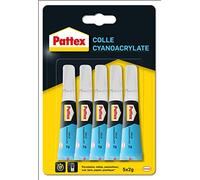 Pattex - Colla cianoacrilato liquido (confezione da 5 tubi da 2 g) - Colla cianoacrilato extra forte e trasparente - Multimateriale.