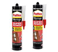 Pattex Colla di montaggio Super Power, colla per costruzione con adesione iniziale super forte, colla per materiali assorbenti, colla per interni ed esterni, confezione promozionale da 2 x 370 g, 9H