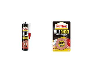 Pattex Mille Chiodi Extreme, Forte Adesivo Di Montaggio, Colla Forte Per Interni E Esterni & Millechiodi Tape, Nastro Biadesivo Extra Forte Per Applicazioni Permanenti, Nastro Adesivo