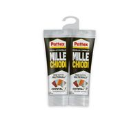 Pattex Millechiodi Crystal Adesivo Sigillante Trasparente, Multimateriale, per Interni ed Esterni, 2 Tubetti da 90g