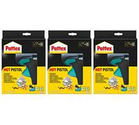 Pattex Pistola per colla a caldo Hotmelt, garantisce un'applicazione rapida e un'elevata potenza di fusione, per un'applicazione precisa senza gocciolare, 3 set di principianti, 1 pistola per colla a