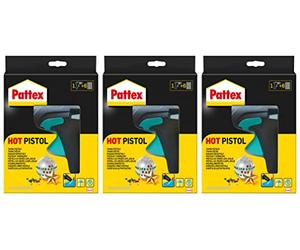 Pattex Pistola per colla a caldo Hotmelt, garantisce un'applicazione rapida e un'elevata potenza di fusione, per un'applicazione precisa senza gocciolare, 3 set di principianti, 1 pistola per colla a