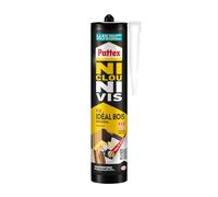 Pattex Senza Chiodi Senza Viti | Fix Ideal Wood (cartuccia da 380 g) - Colla fissativa a presa immediata - Colla rapida per interni - Colla bianca