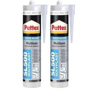 Pattex Sigillante Silicone Acetico Multiuso SL 500, Antimuffa, per Sanitari, Docce, Cucine, Bagni, Piastrelle in Ceramiche, Serramenti, Installazioni Idrauliche, Sigillante Bianco, Cartuccia da 300 ml