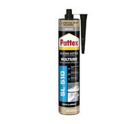 Pattex Sigillante Silicone Acetico Multiuso SL 500, Antimuffa, per Sanitari, Docce, Cucine, Bagni, Piastrelle in Ceramiche, Serramenti, Installazioni Idrauliche, Sigillante Grigio, Cartuccia da 300 ml