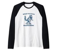Pattinaggio a rotelle divertente procione confuso, cosa sta succedendo? Maglia con Maniche Raglan