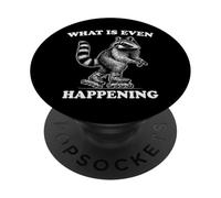Pattinaggio a rotelle divertente procione confuso, cosa sta succedendo? PopSockets PopGrip Adesivo