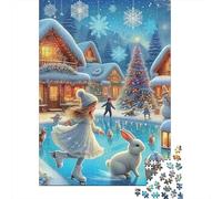 Pattinaggio su Ghiaccio Invernale Puzzle 1000 Pezzi Scenario Campagna Innevata Carta Puzzle per Adulti Relax Famiglia Regalo Decorazione 52x38cm/1000pcs
