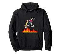 Pattinatore di Skateboard saltando sopra Il Fuoco Felpa con Cappuccio