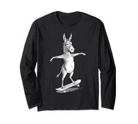 Pattinatore Skateboarder Asino Funny Farm Animal Skateboarding Maglia a Manica