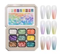 Patting Gel Set, Gradient Painting Gel, 2.63x3.42in 9-Color Polish Palette, High Pigment Formula, Portable Smooth Application for Women’s Manicure, Nail, Design Creation